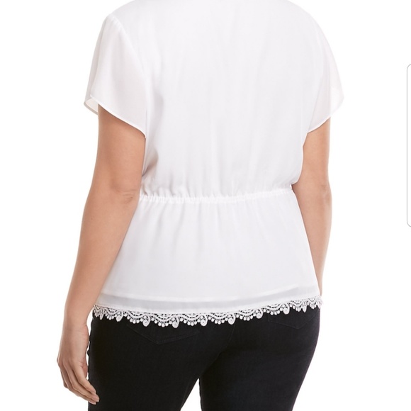 2X White Faux Wrap Lace Blouse - Picture 3 of 4